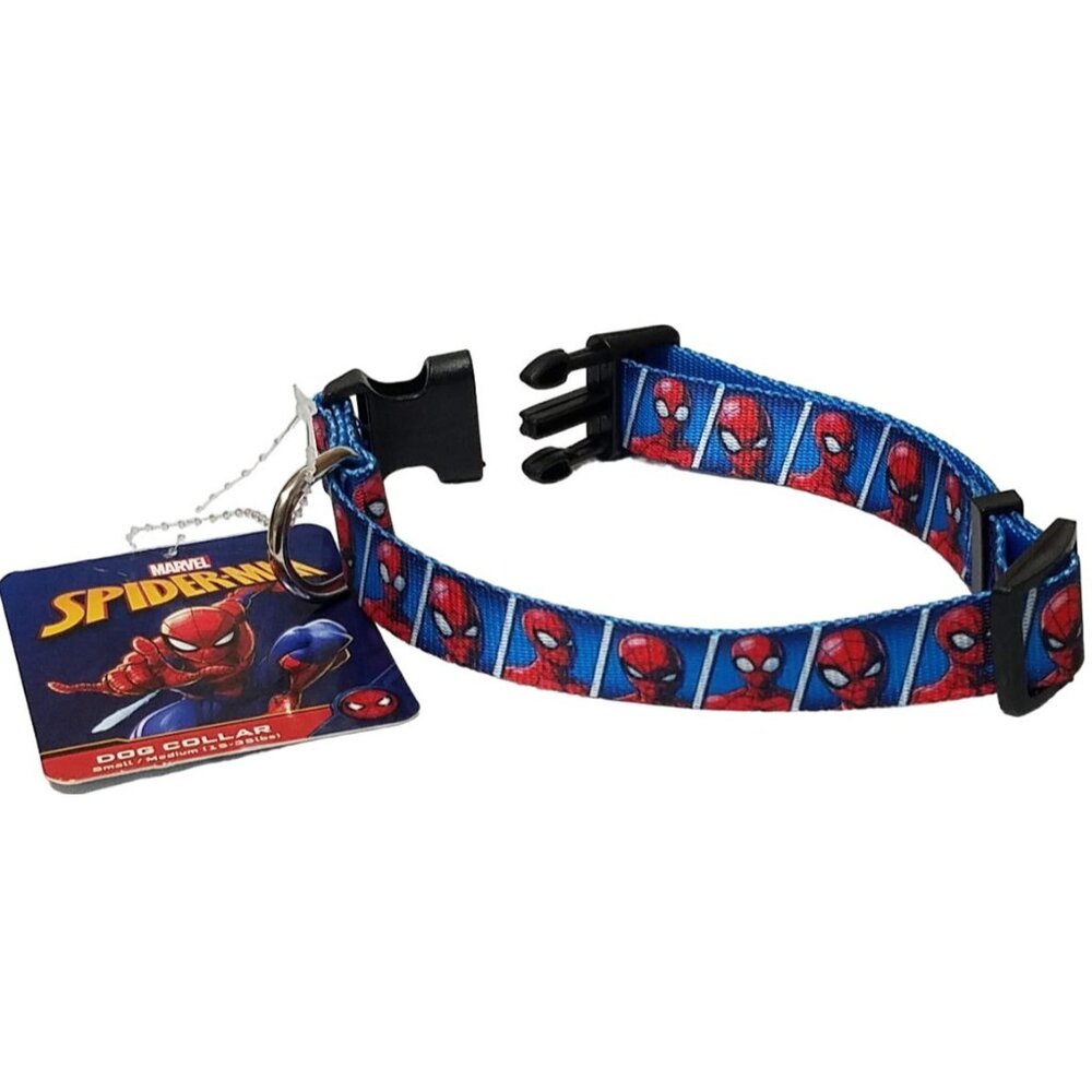 Marvel Spider-Man Dog Collar Small / Medium 15-35lbs Adjustable Blue Red NWT